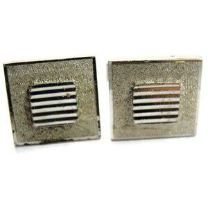 Joskes Moderist Square Ribbed Cufflinks Vintage Sterling Silver 925 Patina Tux